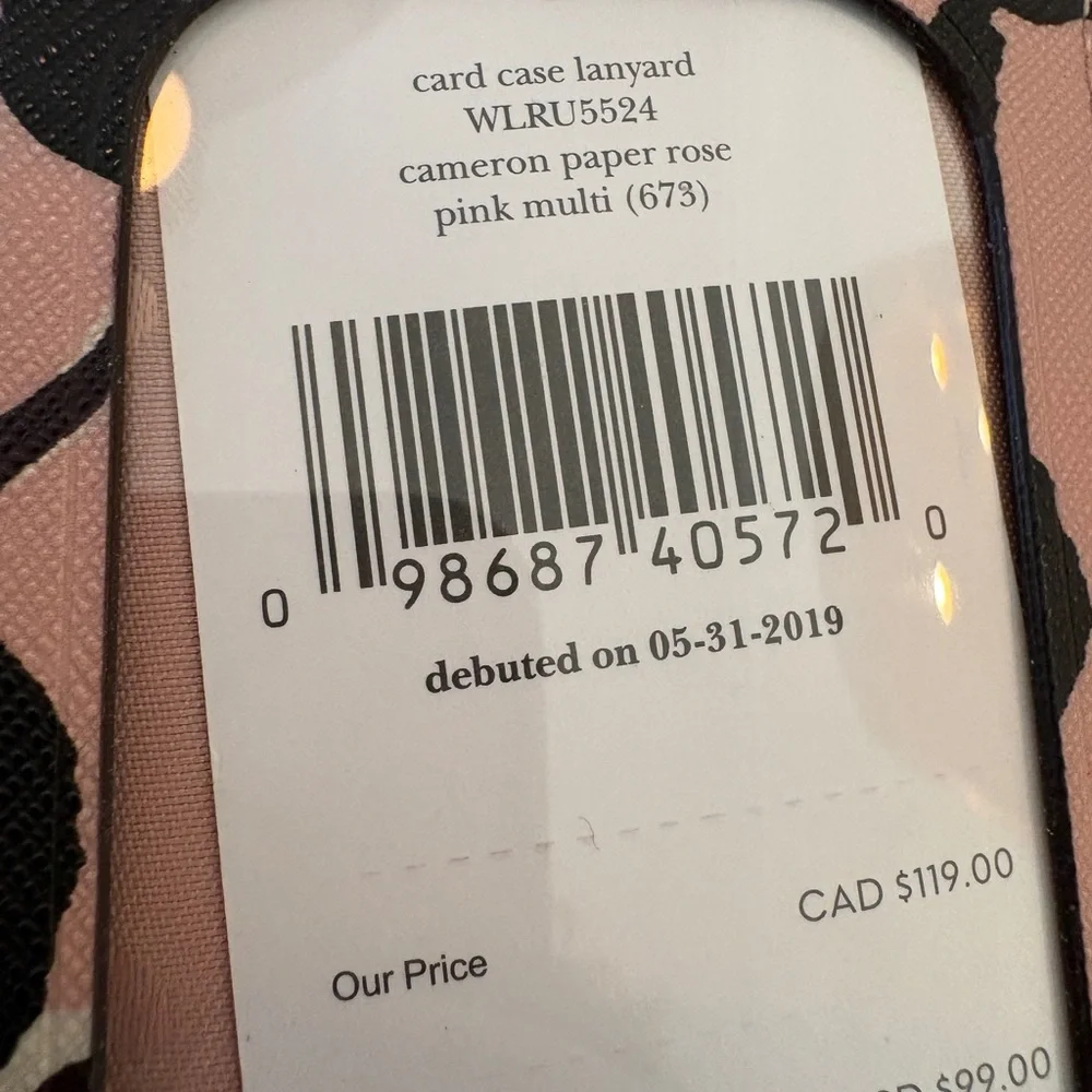NWT Kate‎ Spade Card Case Lanyard Cameron Paper Rose Pink Multi Wallet ID Holder